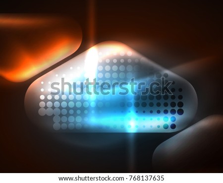 Illuminated lens flares, glowing color techno background. Vector hi-tech abstract background, HUD style