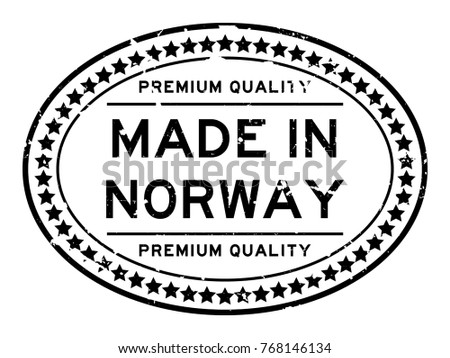 Grunge black premium quality made in Norway oval rubber seal stamp on white background