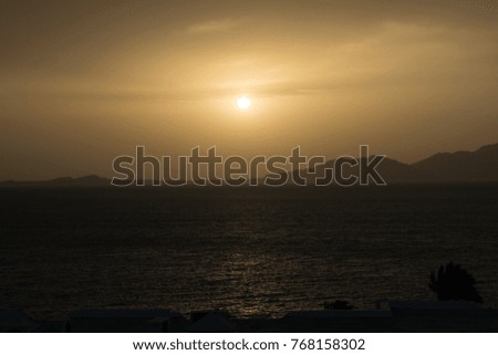 beautiful Arab sunset, a dawn on the sea. beautiful embankment at sunset, dawn in exotic countries.
