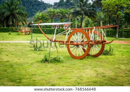 Thailand old cart use with buffalo for agriculture in past