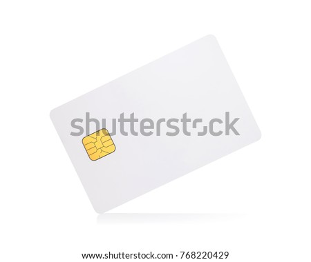 Clipping paths chip card isolated on white background. Template of blank credit card for your design.