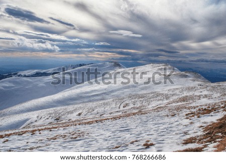 Winter landscape. Mountain in snow. Old mountain serbia in winter time