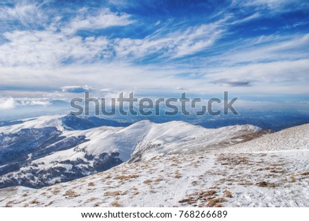 Winter landscape. Mountain in snow. Old mountain serbia in winter time
