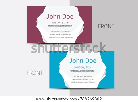 Creative vector business cards in red and blue color with text on the white background