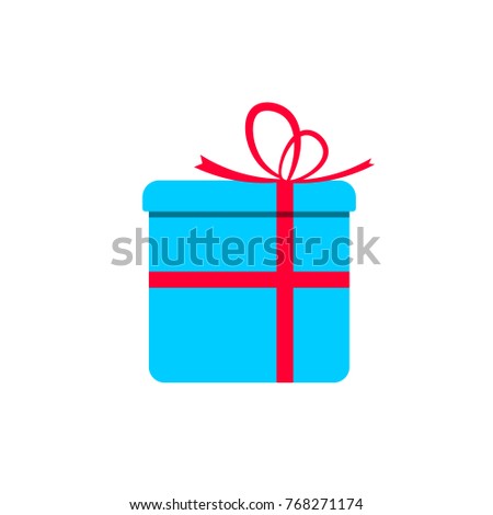 Gift box icon, Christmas present symbol, flat design template, vector illustration, 