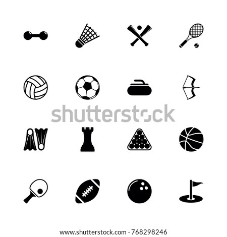 Sport icons - Expand to any size - Change to any colour. Flat Vector Icons - Black Illustration on White Background.