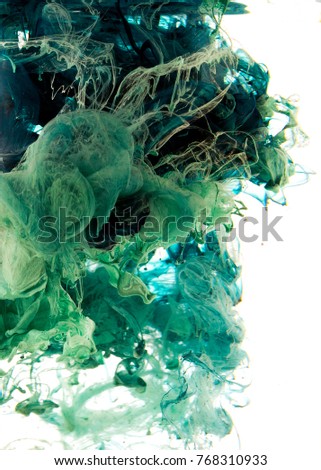Digital Images are close-ups of colorful liquid sculptures that appeared for a second when the flow of color drops spreads underwater. Abstract ink color drops.