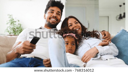 Picture of happy family spending time together