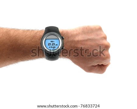 A sports watch isolated against a white background