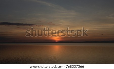 Sunset in lake.
