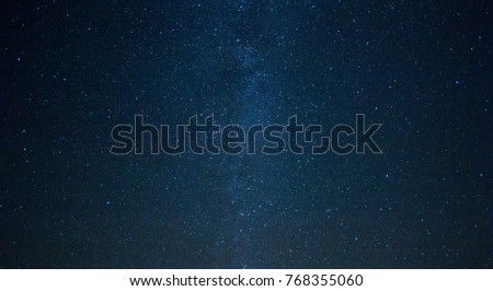 Starry night and the milky way. Deep blue.