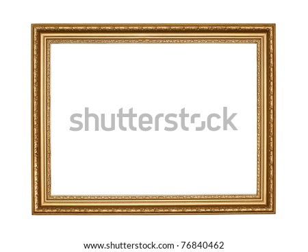 Old gold frame on white background with clipping path