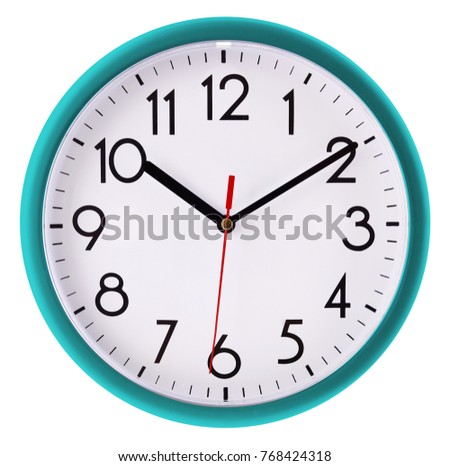 Wall clock isolated on white background. Ten past ten