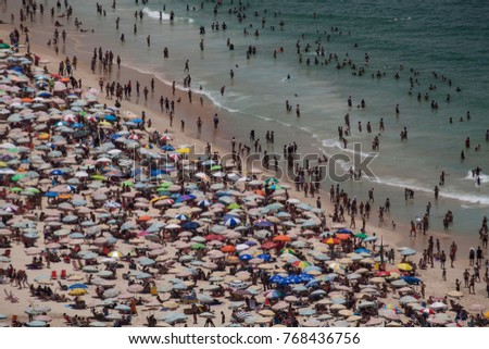 Overcrowded Rio Town Beach Overview Royalty-Free Stock Photo #768436756