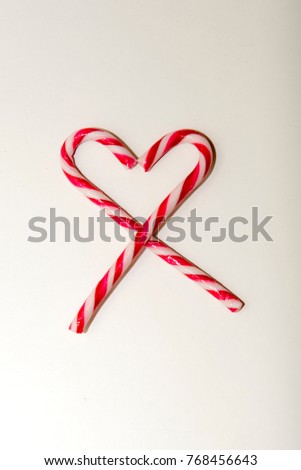 Candy Canes arranged in a heart shape, Oxford, UK