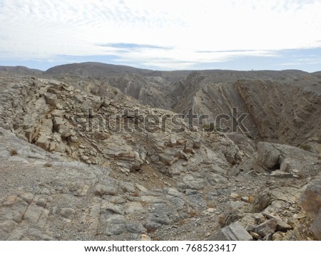 Hajar mountains road near the border with Oman. Khatt region. Ras Al Khaimah. United Arab Emirates