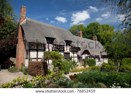 Anne Hathaway's Cottage where Shakespeare courted his future wife Straford Upon Avon England Royalty-Free Stock Photo #76852459