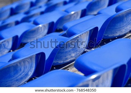 Perspective of blue seat in a stand