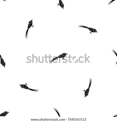 Asian paradise flycatcher pattern repeat seamless in black color for any design. Vector geometric illustration