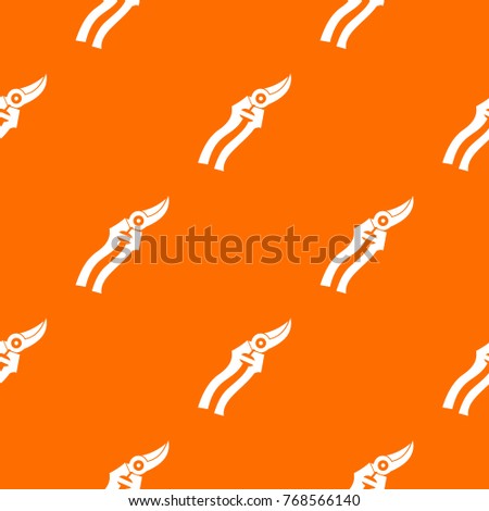 Garden shears pattern repeat seamless in orange color for any design. Vector geometric illustration