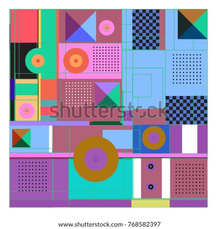 Trendy geometric elements memphis colorful and glowing design. Retro 90’s style texture, pattern and elements. Modern abstract background design and cover template.