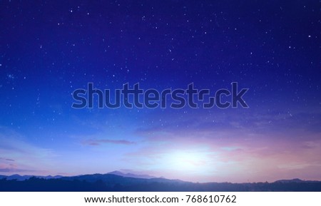 Blue mountain night sky background