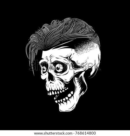 Hipster skull illustration on white background. Design element for poster, emblem, sign, t shirt. Vector illustration