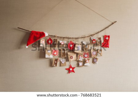 the advent calendar hanging on the wall