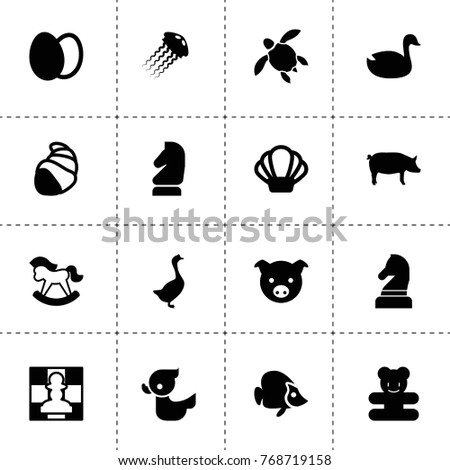 Animal icons. vector collection filled animal icons. includes symbols such as pig, duck, goose, eggs, horse chess, chess, teddy bear. use for web, mobile and ui design.