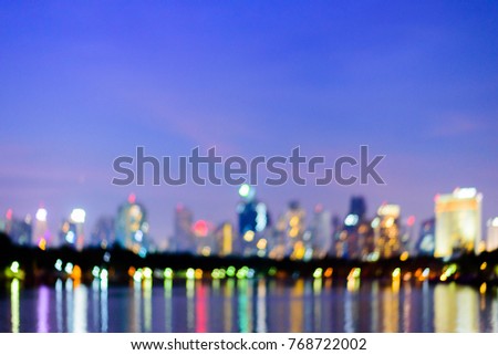 Abstract urban night light bokeh defocused background, city night at Bangkok city Thailand.