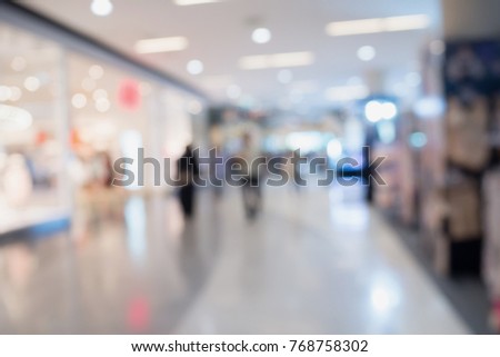 shopping mall blurred abstract background with bokeh light