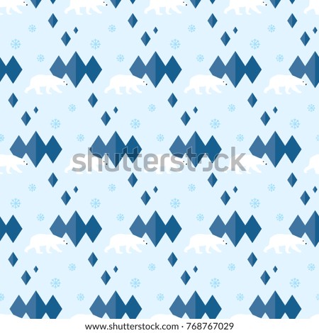 seamless pattern polar bear animal snowflake winter on blue background wallpaper textiles