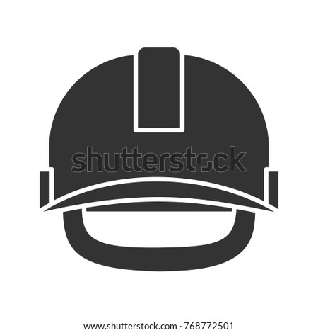 Industrial safety helmet glyph icon. Silhouette symbol. Hard hat. Negative space. Raster isolated illustration