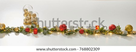 Christmas tree ornament and gift on the white background for writing commercial modern style