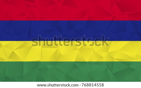 Mauritius flag - geometric rumpled triangular low poly style gradient graphic, polygonal design for your. Vector illustration eps 10.