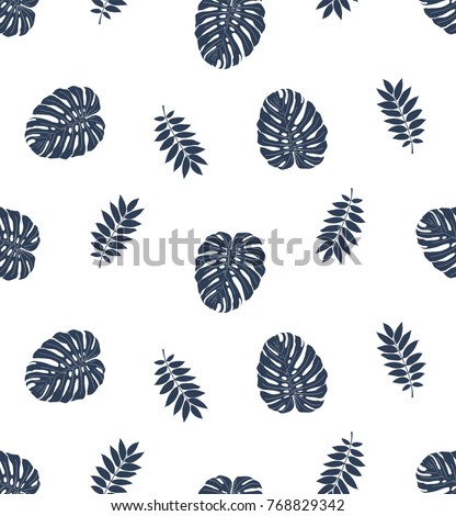 Palm leaf simply tropical seamless vector pattern