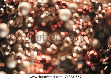 Bokeh. New Year bokeh background. Abstract background with colorful bokeh. Defocused lights. Background for Christmas cards. Beautiful blurred christmas balls. Christmas Lights. Christmas decorations