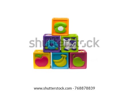 Pyramid of Colored Play Blocks with pictures