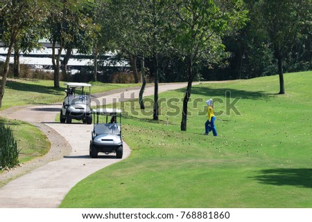 Road for golf cart in golf course.Caddy