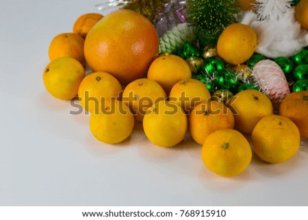 
Christmas decorations and tangerines