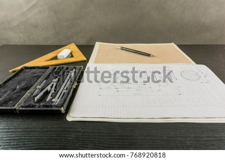Learning technical drawing at technical school and engineering studies - basic attributes.