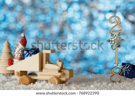 Christmas card, place for Your text. Toy scene. Winter landscape. A Christmas story.