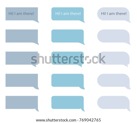 Set of message empty bubbles. Bubbles has different forms for design social aps. Vector flat style. Elements isolated on white background