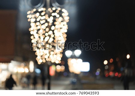 Night city street lights bokeh background, Bokeh, de-focused