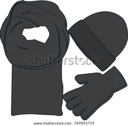 dark gray winter hat scarf gloves