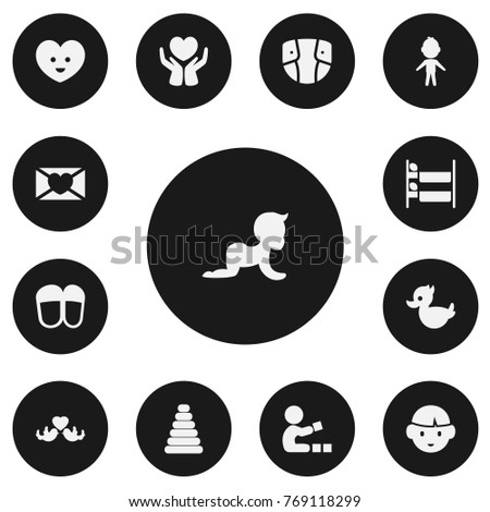 Set Of 13 Editable Folks Icons. Includes Symbols Such As Playing Kid, Boy, Kid And More. Can Be Used For Web, Mobile, UI And Infographic Design.