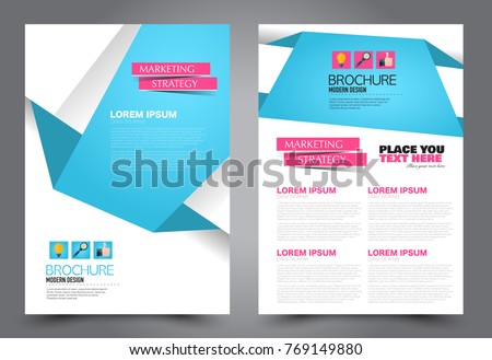 Business flyer design template. Abstract vector background. A4 brochure concept. Blue and pink color.