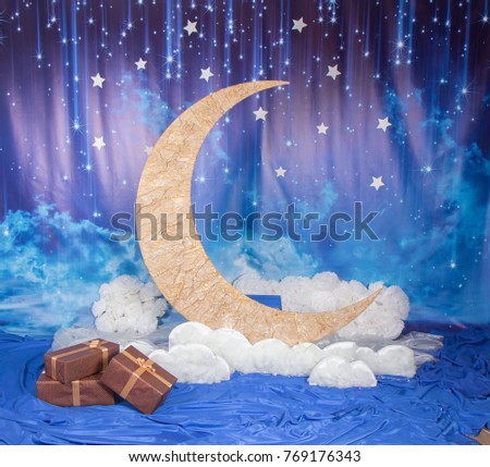 Photo zone - the night sky, the moon and clouds