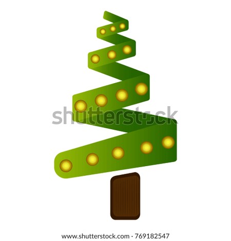 Christmas tree isolated on white background, Vector illustration