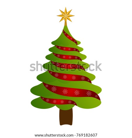 Christmas tree isolated on white background, Vector illustration
